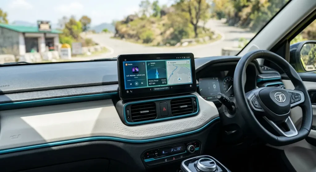 Tata Punch EV 2026 interior touchscreen dashboard