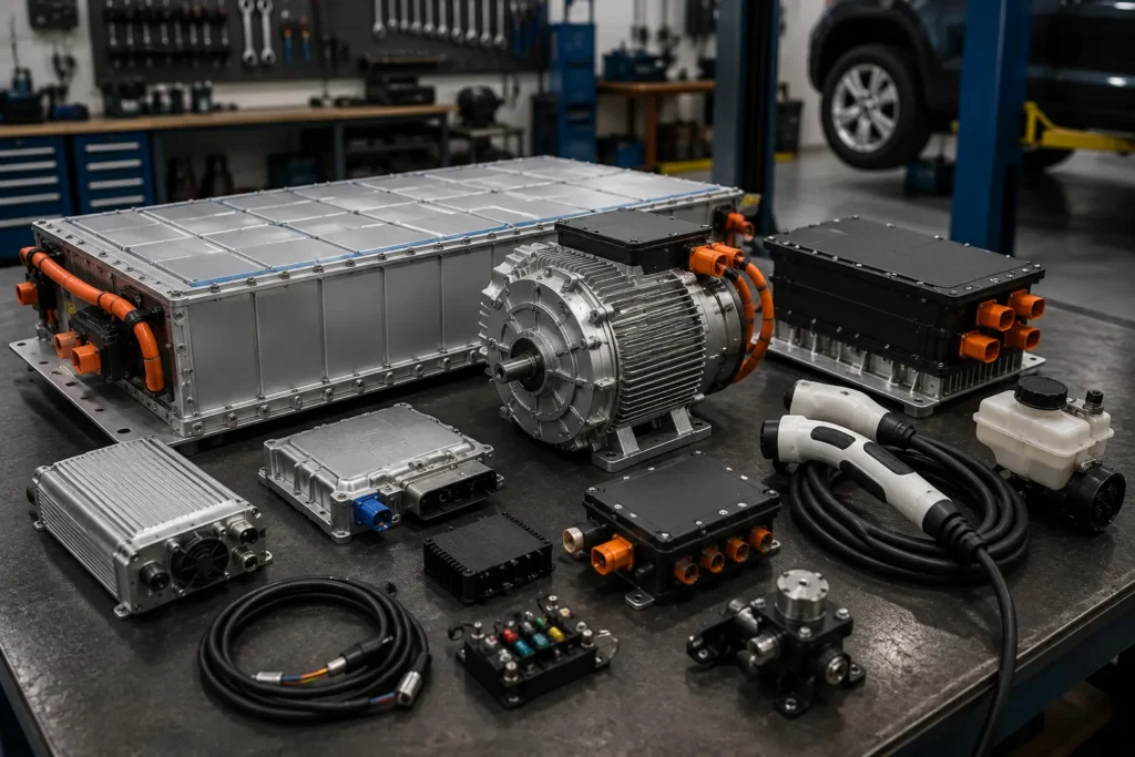 Components included in an electric car conversion kit