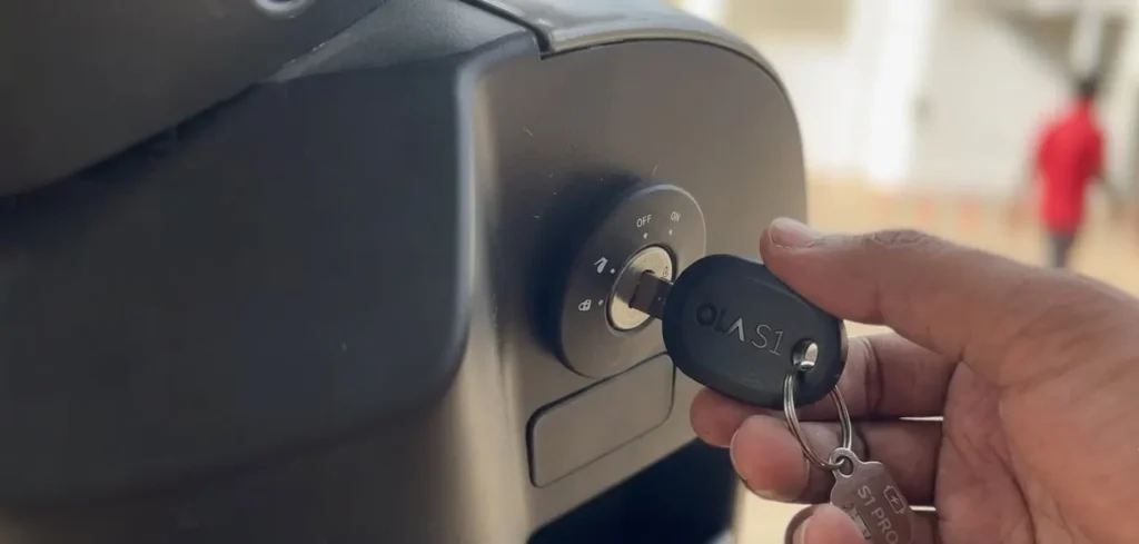 Ola S1 X 2kWh physical key ignition close-up